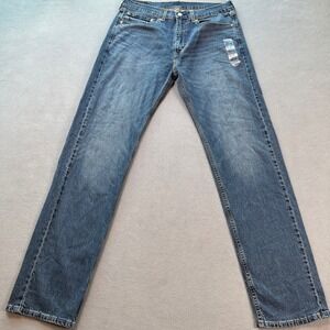 Levis 505 Jeans Mens 34x34 Blue  Regular Straight Leg Stretch Faded Denim NWOT